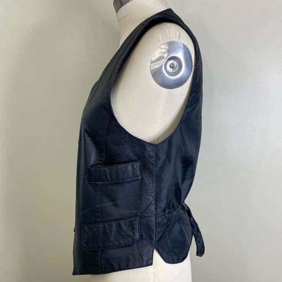 ANNEX LEATHER FRONT LEATHER BACK LINING VEST ONE CHEST POCKET TWO POCKET FLAP - Picture 11 of 14